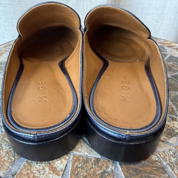 M.Gemi Women’s Leather Slide Loafers Navy Blue Size 37 / US 6.5–7 Made in Italy - Picture 2 of 13